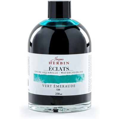 Jacques Herbin - Encre Aquarelle Éclats 520 - Vert émeraude - 250 ml - Ink - Publicité Jacques Herbin - Encre Aquarelle Éclats 520 - Vert émeraude - 250 ml - Ink - Publicité