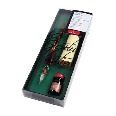Ensemble de calligraphie Clairefontaine 28500T - Kit de base avec encre bleue pour écriture du XIXe siècle - Publicité Ensemble de calligraphie Clairefontaine 28500T - Kit de base avec encre bleue pour écriture du XIXe siècle - Publicité