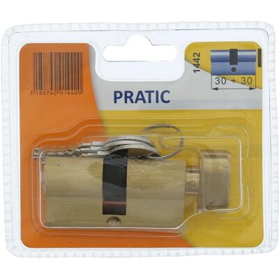 BRICARD PRATIC 1442 Zamek na cylinder z mosiądzu 30+30 mm z przyciskiem - Poziom bezpieczeństwa 1 BRICARD PRATIC 1442 Zamek na cylinder z mosiądzu 30+30 mm z przyciskiem - Poziom bezpieczeństwa 1