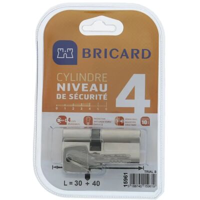Bricard Cylinder 15961 Nikiel 30+40mm Poziom Bezpieczeństwa 4 - Podwójne Wejście Bricard Cylinder 15961 Nikiel 30+40mm Poziom Bezpieczeństwa 4 - Podwójne Wejście