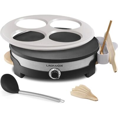 LAGRANGE 109 018 Sartén de Crepes - 4 Crepes - 1500W - Aluminio - Negro LAGRANGE 109 018 Sartén de Crepes - 4 Crepes - 1500W - Aluminio - Negro