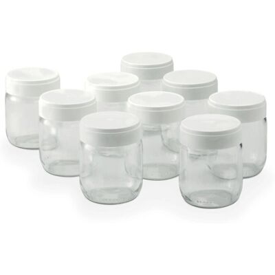 LAGRANGE 430301 Set di Vasetti Yogurt - Impilabili 185g - Trasparente/Bianco LAGRANGE 430301 Set di Vasetti Yogurt - Impilabili 185g - Trasparente/Bianco