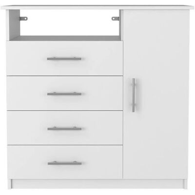 TUHOME CONCEPT Cómoda Blanca de 4 Cajones - Soporte TV TUHOME CONCEPT Cómoda Blanca de 4 Cajones - Soporte TV