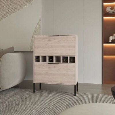 TuHome Mueble de Bar Lyrata - Gris / Plata - 80cm x 110cm x 35cm - Mueble de Bar TuHome Mueble de Bar Lyrata - Gris / Plata - 80cm x 110cm x 35cm - Mueble de Bar