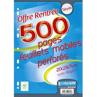 Calligraphe - Perforerade A4-ark 500p - Séyès 90g Calligraphe - Perforerade A4-ark 500p - Séyès 90g
