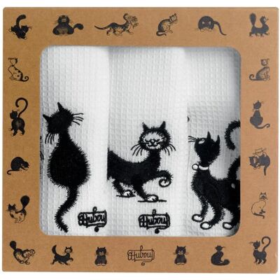 Winkler Dubout Küchentücher - Katzen Stickerei - 3 Stück Winkler Dubout Küchentücher - Katzen Stickerei - 3 Stück