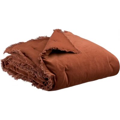 Vivaraise Fara Plaid - Velours coton - 135x200cm - Caramel - Couverture - Publicité Vivaraise Fara Plaid - Velours coton - 135x200cm - Caramel - Couverture - Publicité