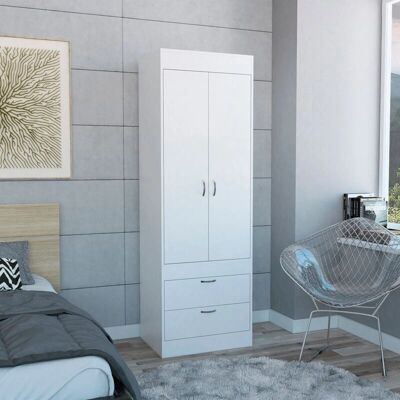 TuHome Armario Lisboa - Moderno, Blanco, 2 Cajones, Barra de Colgar TuHome Armario Lisboa - Moderno, Blanco, 2 Cajones, Barra de Colgar