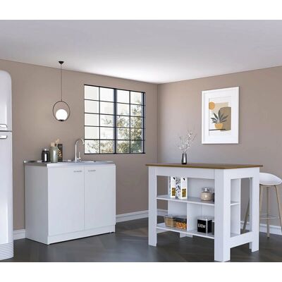 Conjunto de Cocina TUHOME Phoenix - Isla y Mueble con Fregadero Conjunto de Cocina TUHOME Phoenix - Isla y Mueble con Fregadero