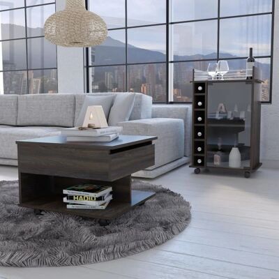 Conjunto Riverside TUHOME CONCEPT - Salón con Carrito de Bar y Mesa Elevable Conjunto Riverside TUHOME CONCEPT - Salón con Carrito de Bar y Mesa Elevable