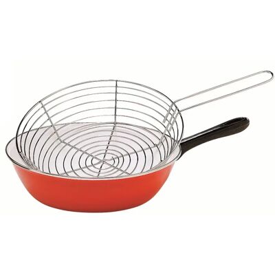 Poêle à friture Baumalu 26,5cm en acier émaillé - Panier égouttoir - Tous feux Poêle à friture Baumalu 26,5cm en acier émaillé - Panier égouttoir - Tous feux