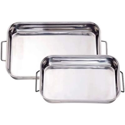 BAUMALU B Plat à four rectangulaire - Acier inoxydable, anses à charnières - Publicité BAUMALU B Plat à four rectangulaire - Acier inoxydable, anses à charnières - Publicité