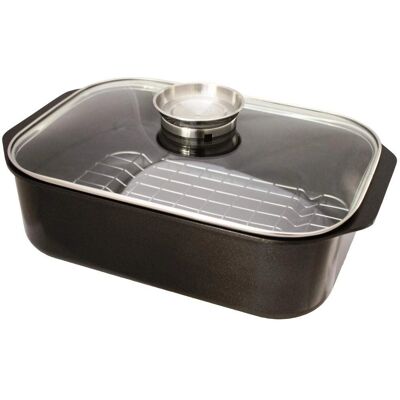 BAUMALU Svart Aluminium Rostfackla - 33x21cm - Rektangulär, Non-stick, Induktion BAUMALU Svart Aluminium Rostfackla - 33x21cm - Rektangulär, Non-stick, Induktion