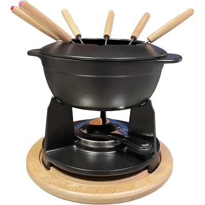Baumalu Service à fondue en fonte noir mat - Ensemble à fondue Baumalu Service à fondue en fonte noir mat - Ensemble à fondue