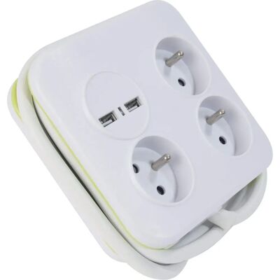 Gefom Wandstopcontact - 3 stopcontacten 2 USB - 2-in-1 Gefom Wandstopcontact - 3 stopcontacten 2 USB - 2-in-1
