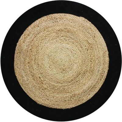 The Deco Factory FUNNY JUTE - Tapis rond en jute naturel 90 cm - Bord noir - Publicité The Deco Factory FUNNY JUTE - Tapis rond en jute naturel 90 cm - Bord noir - Publicité
