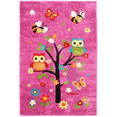 Tapis enfant Fuji Chouettes - Rose 100x150 cm - Publicité Tapis enfant Fuji Chouettes - Rose 100x150 cm - Publicité