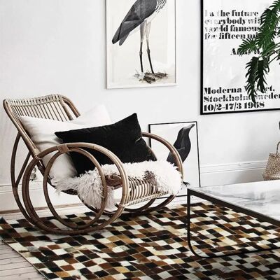 Le Tapis Patchwork en Cuir de The Deco Factory - 120x170cm - Marron/Blanc/Noir - Carpe - Publicité Le Tapis Patchwork en Cuir de The Deco Factory - 120x170cm - Marron/Blanc/Noir - Carpe - Publicité