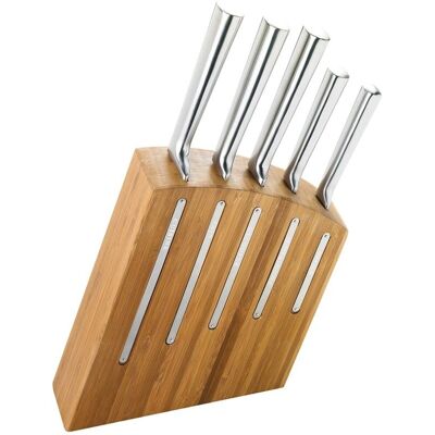 Set de Bloque de Cuchillos de Bambú Jean Dubost - 5 Cuchillos de Acero Inoxidable Set de Bloque de Cuchillos de Bambú Jean Dubost - 5 Cuchillos de Acero Inoxidable