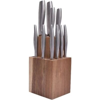 Set de 10 couteaux en acier inoxydable Jean Dubost - Bloc de cuisine - Publicité Set de 10 couteaux en acier inoxydable Jean Dubost - Bloc de cuisine - Publicité