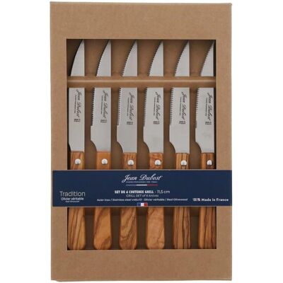 Jean Dubost Juego de 6 Cuchillos para Bistec - Hoja de Acero Inoxidable y Mango de Madera Jean Dubost Juego de 6 Cuchillos para Bistec - Hoja de Acero Inoxidable y Mango de Madera