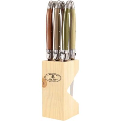 Jean Dubost Kom Amsterdam 7103 - Ensemble de 6 couteaux à steak avec bloc en bois Jean Dubost Kom Amsterdam 7103 - Ensemble de 6 couteaux à steak avec bloc en bois