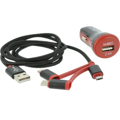 Cargador de coche WRC 007272 con cables - Cargador para coche Cargador de coche WRC 007272 con cables - Cargador para coche