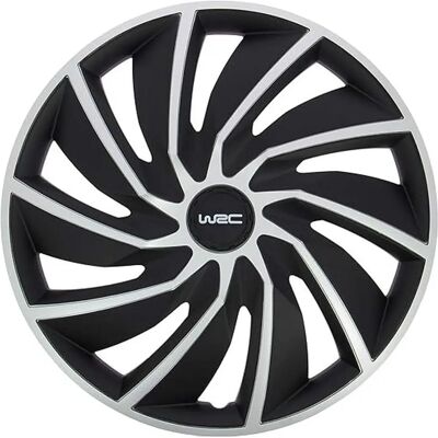 Capas de roda WRC 14" Conjunto de 4 Bicolor Cinzento/Preto Brilhante Capas de roda WRC 14" Conjunto de 4 Bicolor Cinzento/Preto Brilhante