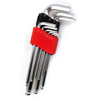 Chaves Allen hexagonais PRECISION STEEL - 9 tamanhos de 1,5-10mm Chaves Allen hexagonais PRECISION STEEL - 9 tamanhos de 1,5-10mm
