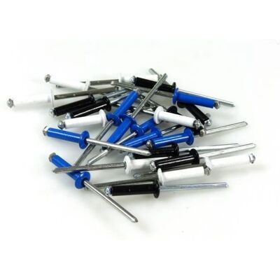 PRECISION-STEEL - preci 24 4.2mm aluminium rivets - diameter 4.2mm - aluminium - wit/blauw/zwart - Bevestiging PRECISION-STEEL - preci 24 4.2mm aluminium rivets - diameter 4.2mm - aluminium - wit/blauw/zwart - Bevestiging