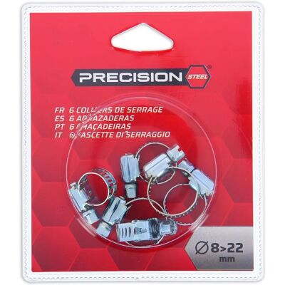 PRECISION-STEEL Juego de 6 abrazaderas - 8-22mm PRECISION-STEEL Juego de 6 abrazaderas - 8-22mm