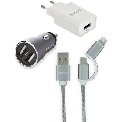 AUTO-T 540205 Bil lader med USB & Lightning - Reisesett AUTO-T 540205 Bil lader med USB & Lightning - Reisesett