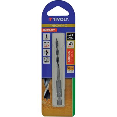 Mèche bois hexagonale TIVOLY - 3 pointes - 4mm Mèche bois hexagonale TIVOLY - 3 pointes - 4mm