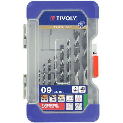 Tivoly - Coffret de 9 mèches bois - Ø212 mm - Type de perceuse Tivoly - Coffret de 9 mèches bois - Ø212 mm - Type de perceuse