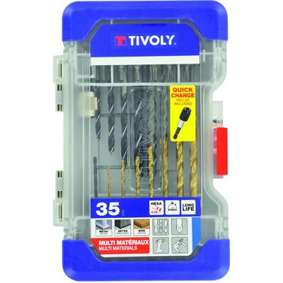 Tivoly Drill and Screwdriver Bit Set - 35 Pcs, Quick Change Holder Tivoly Drill and Screwdriver Bit Set - 35 Pcs, Quick Change Holder