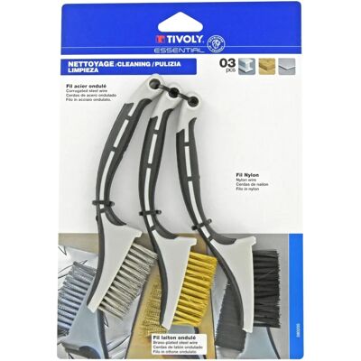 Tivoly - Kit di 3 mini spazzole manuali - Finitura superfici Tivoly - Kit di 3 mini spazzole manuali - Finitura superfici