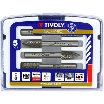 Tivoly Modell 10316070008 Hartmetall-Rotationsfräser - 5-teiliges Set Tivoly Modell 10316070008 Hartmetall-Rotationsfräser - 5-teiliges Set