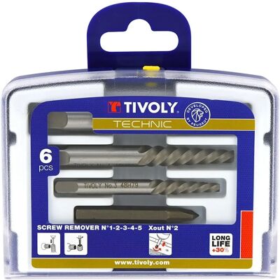 Set d'Extracteurs Gris TIVOLY pour Vis et Goujons Cassés Set d'Extracteurs Gris TIVOLY pour Vis et Goujons Cassés