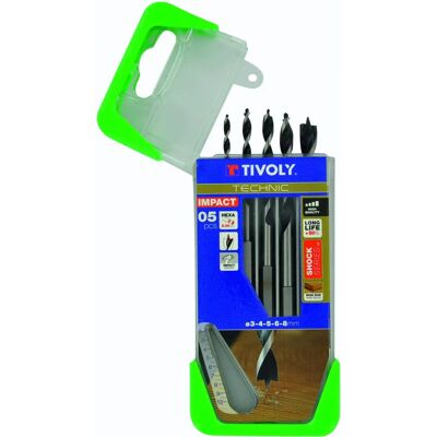 Tivoly 10803770002 Wood Drill Set - Hex Handle, 3-8mm Tivoly 10803770002 Wood Drill Set - Hex Handle, 3-8mm