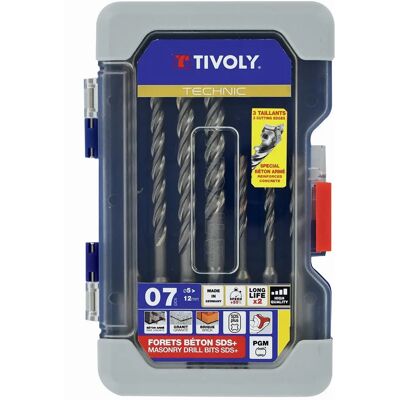 Tivoly - Concrete Drill Bits Set 7 pcs SDS+ 5-12mm - Drilling Reinforced Concrete Tivoly - Concrete Drill Bits Set 7 pcs SDS+ 5-12mm - Drilling Reinforced Concrete