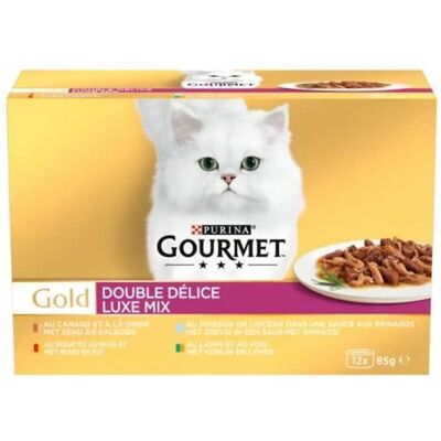 Gourmet Gold - 60 / 72 x 85 g Duo Delice - Nourriture pour chats - Publicité Gourmet Gold - 60 / 72 x 85 g Duo Delice - Nourriture pour chats - Publicité