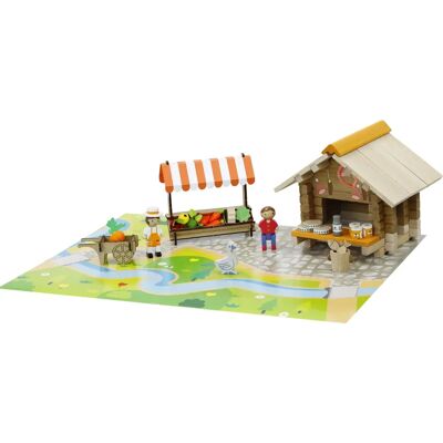 Jeujura 8218 Jeu de construction en bois - La place du marché 80 pièces - Publicité Jeujura 8218 Jeu de construction en bois - La place du marché 80 pièces - Publicité