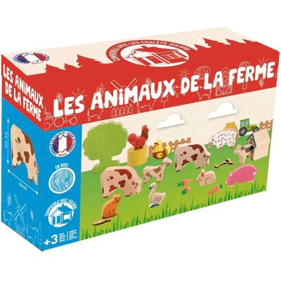 Figuras en madera de animales de granja Jeujura - 20 unidades Figuras en madera de animales de granja Jeujura - 20 unidades