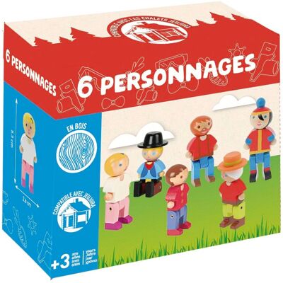 Jeujura Modèle 6 Personnages en Bois - Jeu d'Imagination Jeujura Modèle 6 Personnages en Bois - Jeu d'Imagination