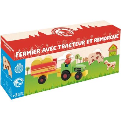 Jeujura Landwirt mit Traktor und Anhänger - Spielset Jeujura Landwirt mit Traktor und Anhänger - Spielset