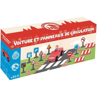 Jeujura Holzauto und Verkehrsschilder Set - Bildungsspielzeug Jeujura Holzauto und Verkehrsschilder Set - Bildungsspielzeug