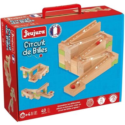 Circuit de billes Jeujura 40 pièces - Jeu de construction en bois - Publicité Circuit de billes Jeujura 40 pièces - Jeu de construction en bois - Publicité