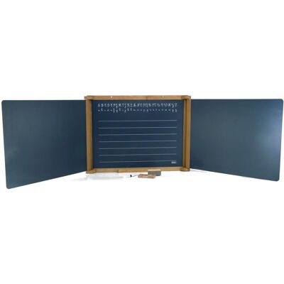 JEUJURA 8795 Kunsthandwerksspielzeug - Doppelseitige Schiefertafel - Holztriptychon - Inklusive Zubehör - 59 x 46 cm JEUJURA 8795 Kunsthandwerksspielzeug - Doppelseitige Schiefertafel - Holztriptychon - Inklusive Zubehör - 59 x 46 cm