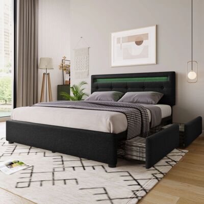 REDOM - Letto imbottito - 140x200 - nero - Bed REDOM - Letto imbottito - 140x200 - nero - Bed