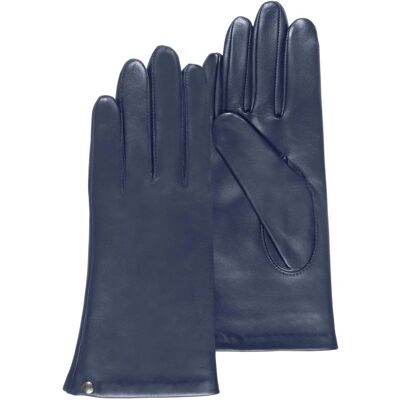 Gants femme en cuir d'agneau pleine fleur Marine - Doublure en soie - Publicité Gants femme en cuir d'agneau pleine fleur Marine - Doublure en soie - Publicité